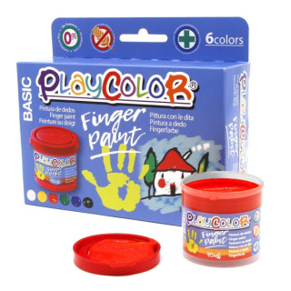 PlayColor Basic Finger Paint Pack de 6 Botes de Pintura para Dedos 40ml - Testado Dermatologicamente - Secado Rapido - Sin Diso
