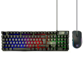 Ewent Pack Teclado + Raton Gaming - Iluminacion RGB - Disposicion Italiana QWERTY IT - 3600dpi - 12 Teclas Multimedia - Cable d