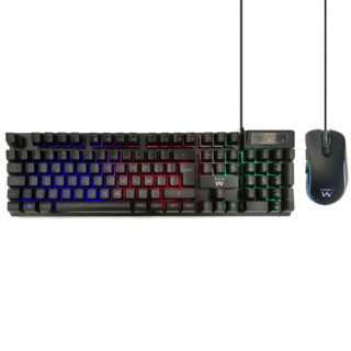 Ewent Pack Teclado + Raton Gaming - Iluminacion RGB - Disposicion QWERTY ES - 3600dpi - Cable de 1.5m - Anti-Ghosting - Color N