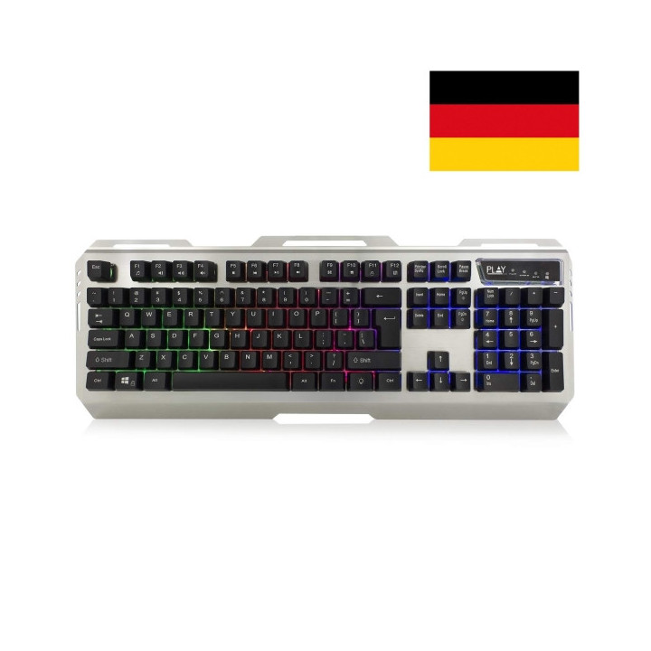 Ewent Teclado Gaming - Iluminacion RGB - Disposicion Alemana QWERTZ DE - Carcasa de Metal - 12 Teclas Multimedia - Cable de 1.5