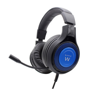 Ewent Auriculares Gaming - Microfono Integrado - Diadema Ajustable - Cable de 1.8m - Color Negro/Azul
