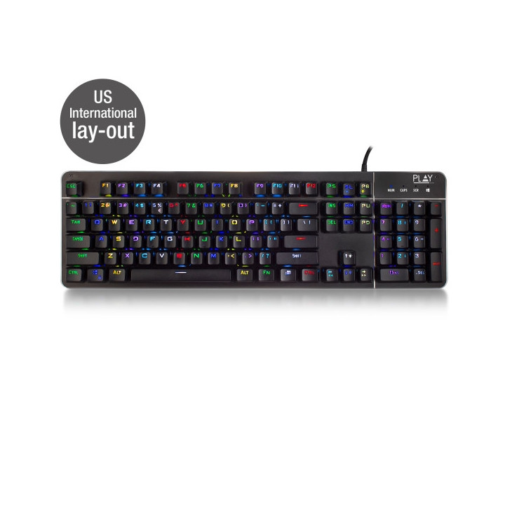 Ewent Teclado Gaming Mecanico - Iluminacion RGB - Disposicion Inglesa QWERTY US - Cubierta de Aluminio - Cable de 1.5m - Anti-G