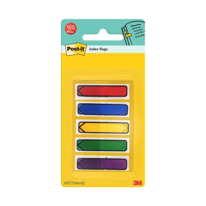 Post-It Index Dispensador con 100 Marcadores de Indice Reposicionables - Forma Rectangular - Colores Surtidos