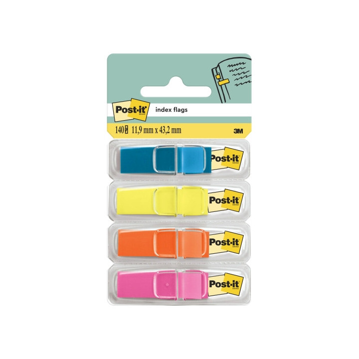 Post-It Index Pack de 4 Dispensadores con 35 Marcadores de Indice Reposicionables - Forma Rectangular - Colores Surtidos