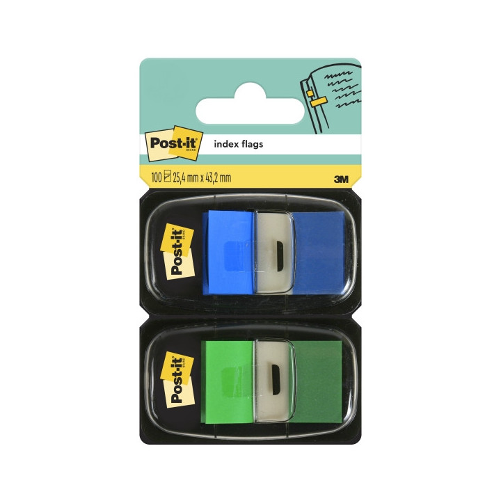 Post-It Index Pack de 2 Dispensadores con 100 Marcadores de Indice Reposicionables - Forma Rectangular - Colores Surtidos