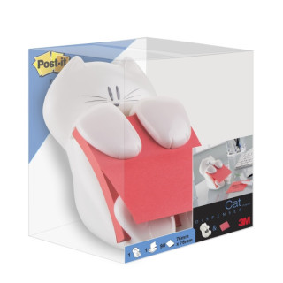 Post-It Super Sticky Dispensador con Bloc de 90 Z-Notas Adhesivas - Dispensador Gato - Forma Cuadrada - 76x76mm - Color Blanco