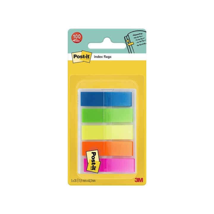 Post-It Index Dispensador con 100 Marcadores de Indice Reposicionables - Forma Rectangular - Colores Surtidos