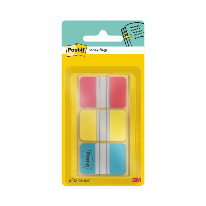 Post-It Index Dispensador con 66 Marcadores Reposicionables - Forma Rectangular - Colores Surtidos
