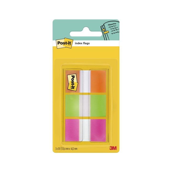 Post-It Index Dispensador con 60 Marcadores de Indice Reposicionables - Forma Rectangular - Colores Surtidos