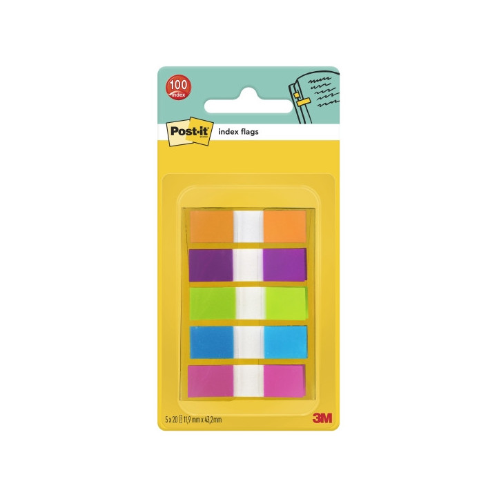 Post-It Index Dispensador con 100 Marcadores de Indice Reposicionables - Forma Rectangular - Colores Surtidos