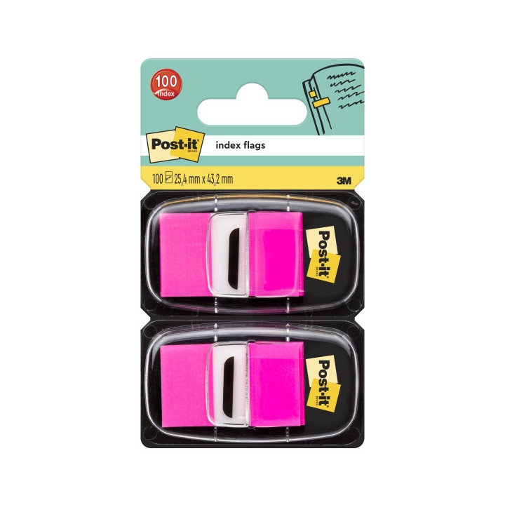 Post-It Index Pack de 2 Dispensadores con 50 Marcadores Reposicionables - 25.4x43.2mm - Color Rosa