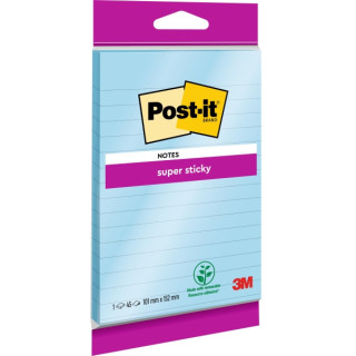 Post-It Super Sticky Bloc de 90 Notas Grandes Adhesivas Reposicionables - con Lineas - 102x152mm - Color Azul