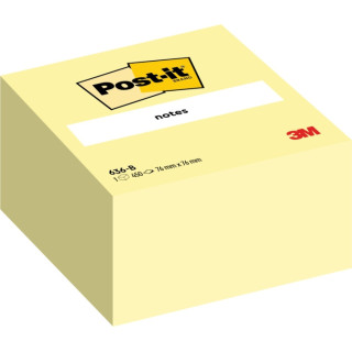 Post-It Cubo de 450 Notas Adhesivas Reposicionables - Forma Cuadrada - 76x76mm - Color Amarillo Claro