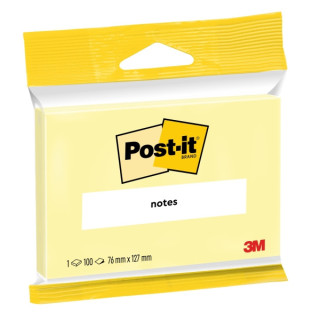 Post-It Bloc de 100 Notas Adhesivas Reposicionables - 76x127mm - 100% PEFC - Color Amarillo Claro