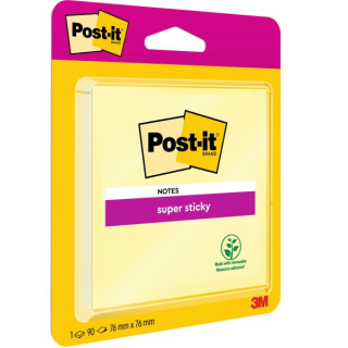 Post-It Super Sticky Bloc de 90 Notas Adhesivas Reposicionables - 76x76mm - 100% PEFC - Color Amarillo Claro
