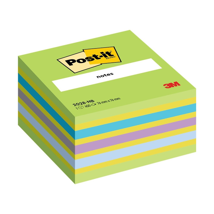 Post-It Cubo de 450 Notas Adhesivas Reposicionables - Forma Cuadrada - 76x76mm - Colores Surtidos