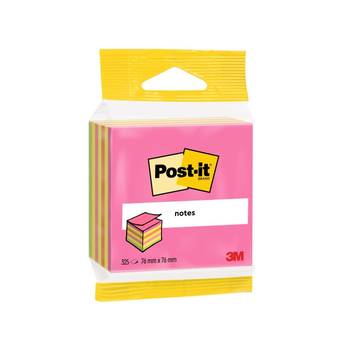 Post-It Cubo de 325 Notas Adhesivas Reposicionables - Forma Cuadrada - 76x76mm - Colores Surtidos
