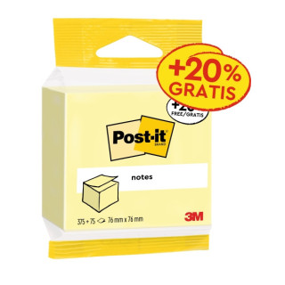 Post-It Bloc de 450 Notas Adhesivas Reposicionables - 76x76mm - 100% PEFC - Color Amarillo Claro