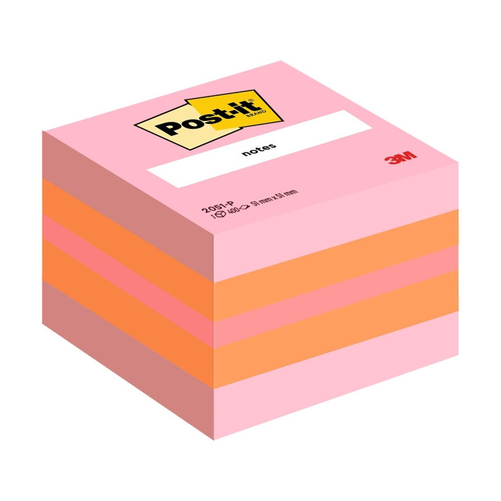 Post-It Cubo de 400 Notas Adhesivas Reposicionables - Forma Cuadrada - 51x51mm - Colores Surtidos
