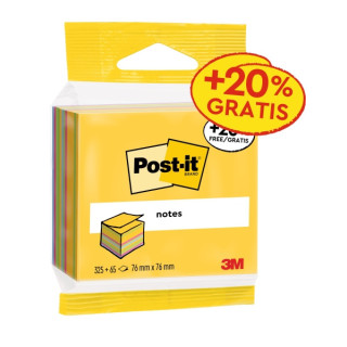 Post-It Cubo de 390 Notas Adhesivas Reposicionables - Forma Cuadrada - 76x76mm - Colores Surtidos