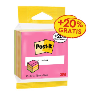 Post-It Cubo de 400 Notas Adhesivas Reposicionables - Forma Cuadrada - 76x76mm - Colores Surtidos