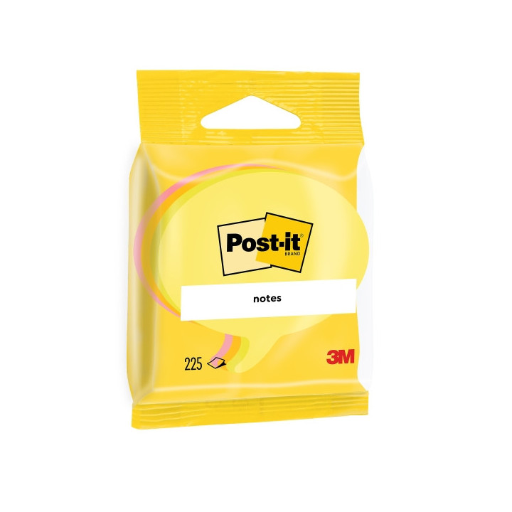 Post-It Pack de 3 Blocs de 225 Notas Adhesivas Reposicionables - Forma Bocadillo - 70x70mm - Colores Surtidos