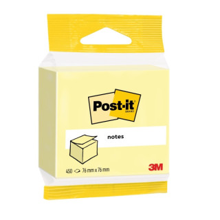Post-It Cubo de 450 Notas Adhesivas Reposicionables - Forma Cuadrada - 76x76mm - Color Amarillo Claro