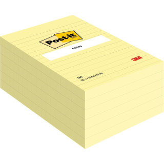 Post-It Pack de 6 Blocs de 100 Notas Adhesivas Reposicionables - Forma Rectangular - 101x152mm - Color Amarillo Claro