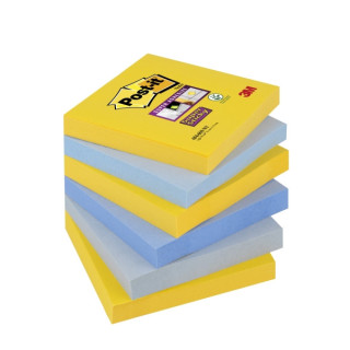 Post-It Super Sticky Pack de 6 Blocs de 90 Notas Adhesivas Reposicionables - Forma Cuadrada - 76x76mm - Colores Surtidos