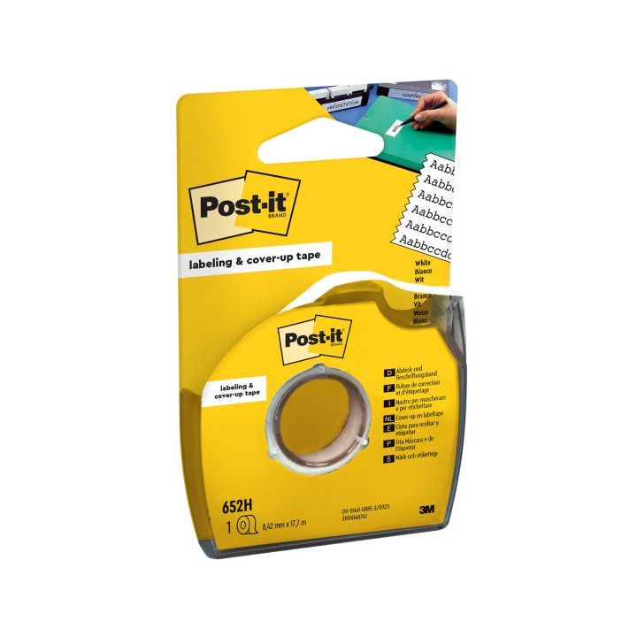 Post-It Rollo de Cinta Adhesiva para Escribir - 8.42mm x 17.7m - con Dispensador - Color Blanco