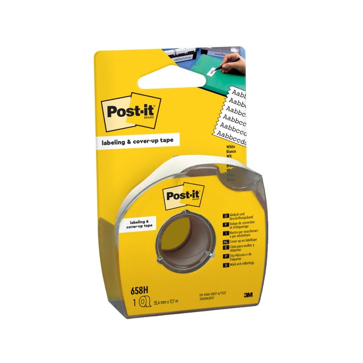 Post-It Rollo de Cinta Adhesiva para Escribir - 25.4mm x 17.7m - con Dispensador - Color Blanco
