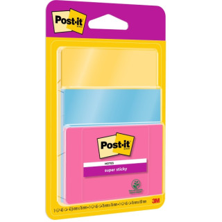Post-It Super Sticky Pack de 3 Blocs de 45 Notas Adhesivas Reposicionables - Forma - Colores Surtidos