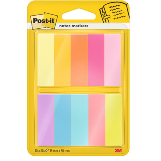 Post-It Pack de 10 Blocs de 50 Marcadores Reposicionables - Forma Rectangular - Colores Surtidos