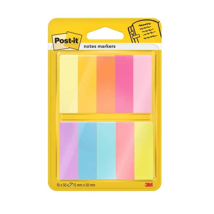 Post-It Pack de 10 Blocs de 50 Marcadores Reposicionables - Forma Rectangular - Colores Surtidos