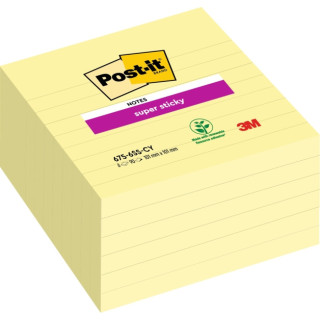 Post-It Super Sticky Pack de 6 Blocs de 90 Notas Grandes Adhesivas Reposicionables - 101x101mm - Color Amarillo Claro