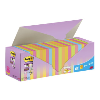 Post-It Super Sticky Pack de 24 Blocs de 90 Notas Adhesivas Reposicionables - Forma Cuadrada - 76x76mm - en Zig-Zag - Colores S