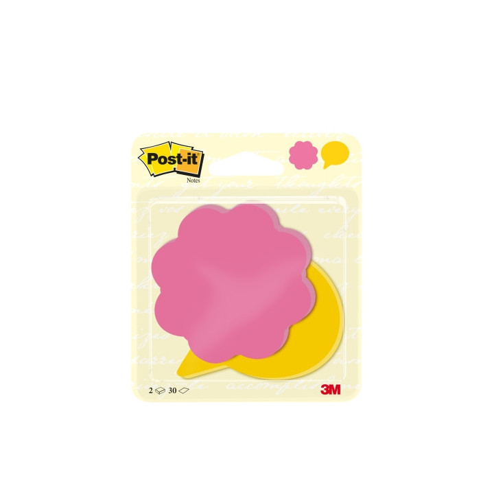 Post-It Pack de 2 Blocs de 30 Notas Forma Troquelada Flor - 72.5x72.5mm - 100% PEFC - Colores Surtidos