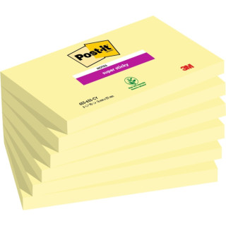 Post-It Super Sticky Pack de 6 Blocs de 90 Notas Adhesivas Reposicionables - Forma Rectangular - Color Amarillo Claro