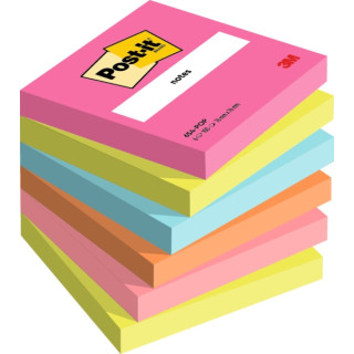 Post-It Pack de 6 Blocs de 100 Notas Adhesivas Reposicionables - Forma Cuadrada - 76x76mm - Colores Surtidos