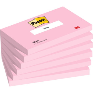 Post-It Pack de 6 Blocs de 100 Notas Adhesivas Reposicionables - Forma Rectangular - 76x127mm - Color Rosa