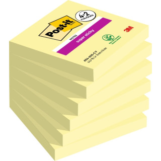 Post-It Super Sticky Pack de 6 Blocs de 90 Notas Adhesivas Reposicionables - 76x76mm - Promocion 4 Blocs + 2 Gratis - Color Ama