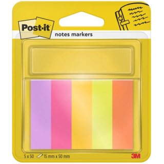 Post-It Pack de 5 Blocs de 50 Marcadores Reposicionables - Forma Rectangular - Colores Surtidos