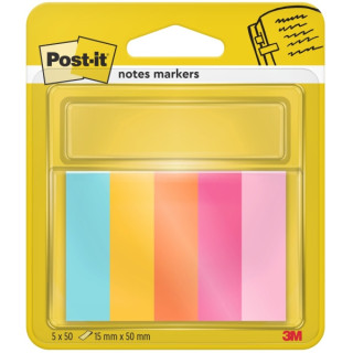Post-It Pack de 5 Blocs de 50 Marcadores Reposicionables - Forma Rectangular - Colores Surtidos