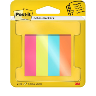 Post-It Pack de 4 Blocs de 50 Marcadores Reposicionables - Forma Rectangular - Colores Surtidos