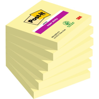 Post-It Super Sticky Pack de 6 Blocs de 90 Notas Adhesivas Reposicionables - Forma Cuadrada - 76x76mm - Color Amarillo Claro