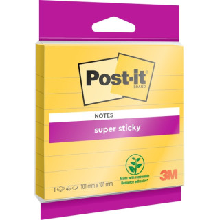 Post-It Super Sticky Bloc de 45 Notas Adhesivas Reposicionables - Forma Cuadrada - 101x101mm - Color Amarillo