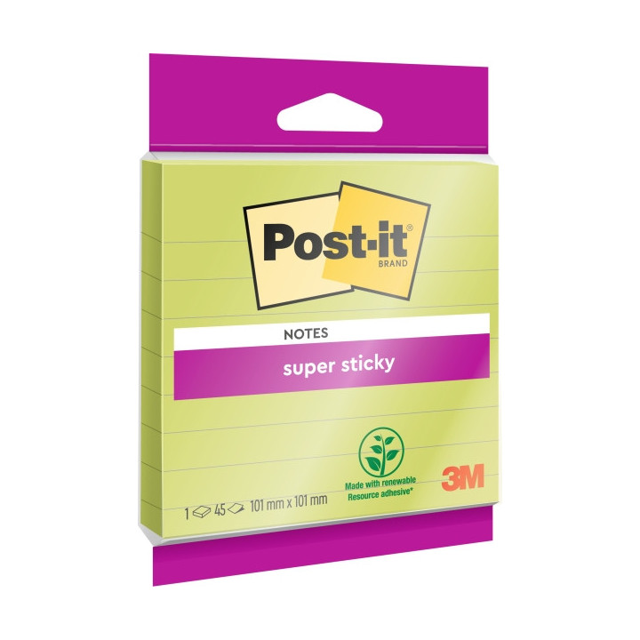Post-It Super Sticky Bloc de 45 Notas Adhesivas Reposicionables - Forma Cuadrada - 101x101mm - Color Verde
