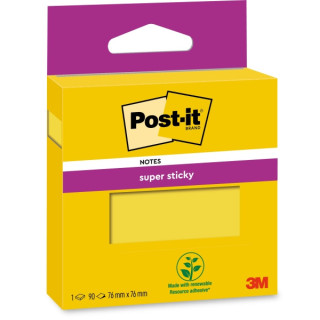 Post-It Super Sticky Bloc de 90 Notas Adhesivas Reposicionables - 76x76mm - 100% PEFC - Color Amarillo