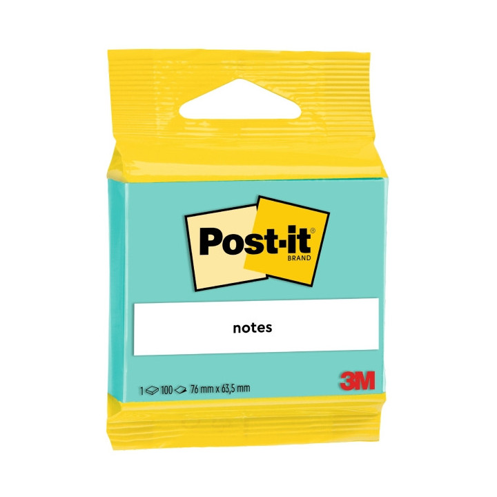 Post-It Bloc de 100 Notas Adhesivas Reposicionables - Forma Rectangular - 63.5x76mm - Color Verde