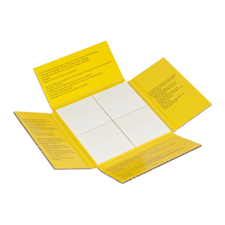 Post-It Pack de 12 Blocs de 36 Notas Transparentes - Forma Cuadrada - Color Transparente